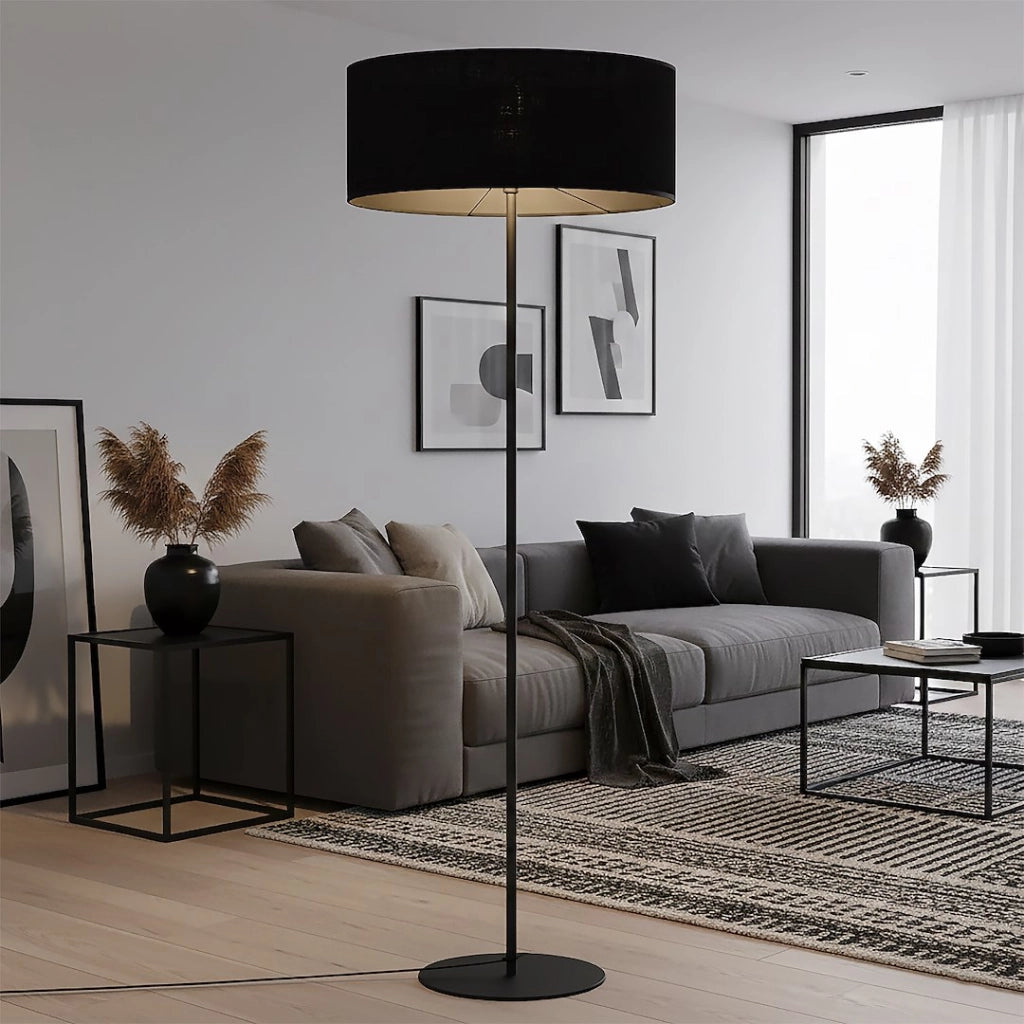 Lampada da terra ECO nera cilindrica 1xE27 Emibig