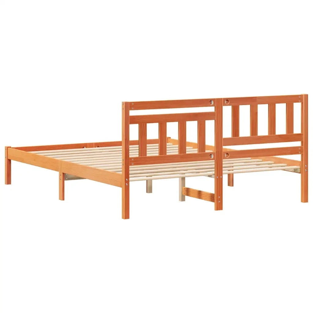 Letto matrimoniale | Letto per adulti | Struttura del letto Marrone cerato 150 x 200 cm Pino massello