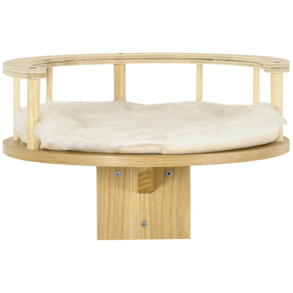 Cuccia per gatti da parete con bordo protettivo e cuscino ¨C Xylo ¨C Quercia e crema, 34x34x10,5 cm