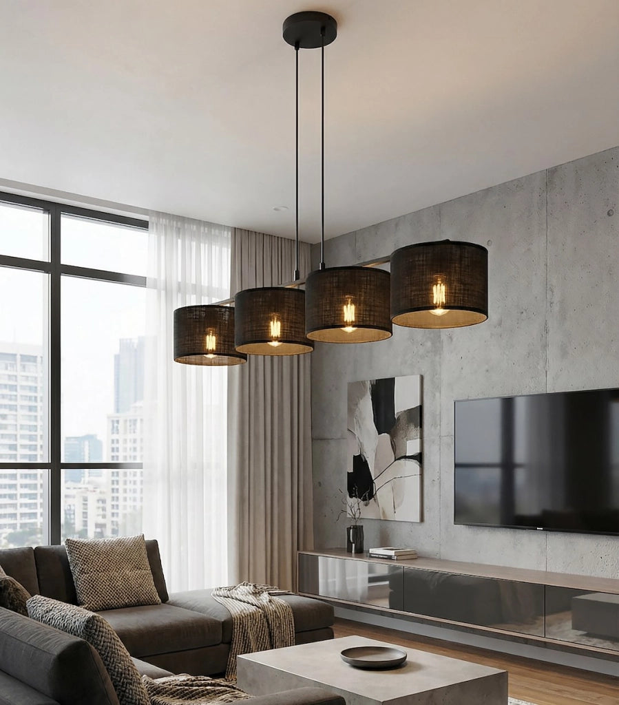 Lampada a sospensione ECO nera cilindrica 4xE27 Emibig