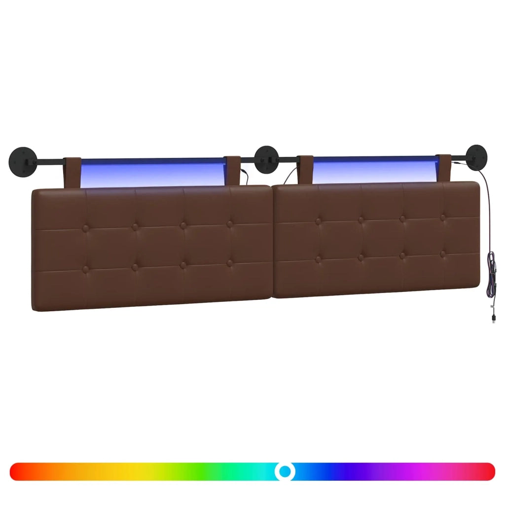 Testiera sospesa Con luce LED Marrone Similpelle 3424463