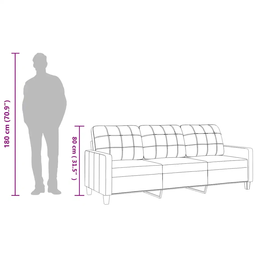 Divano a 3 Posti-Sofa 3 Posti Grigio 180 cm in Similpelle 763643
