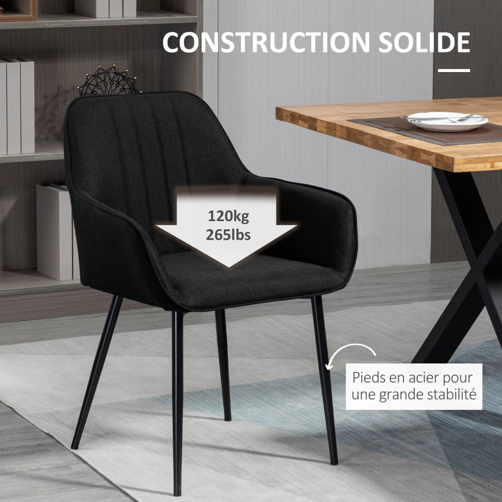 Sedia da Pranzo Design Scandinavo ¨C Minimal ¨C Nero, Metallico, Set 2 Pezzi