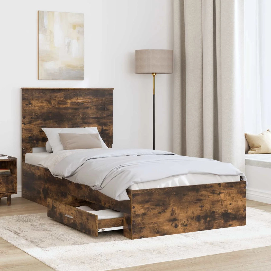 Struttura del letto Rovere Affumicato e Argento 75 x 190 cm