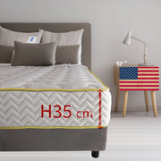 Materasso memory foam matrimoniale 180X195 Cm, Materasso Americano ortopedico contro il mal di schiena ALTO 35 Cm | Materasso memory che NON SI SCALDA con imbottitura anallergica - MOD. BOSTON35