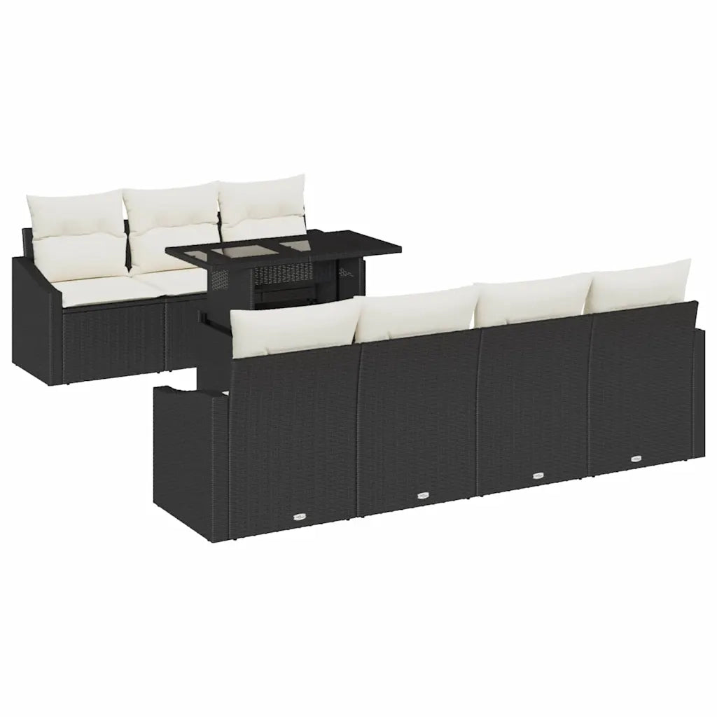 Set Divano da Giardino 8 pcs Nero e Crema polyrattan 3348943