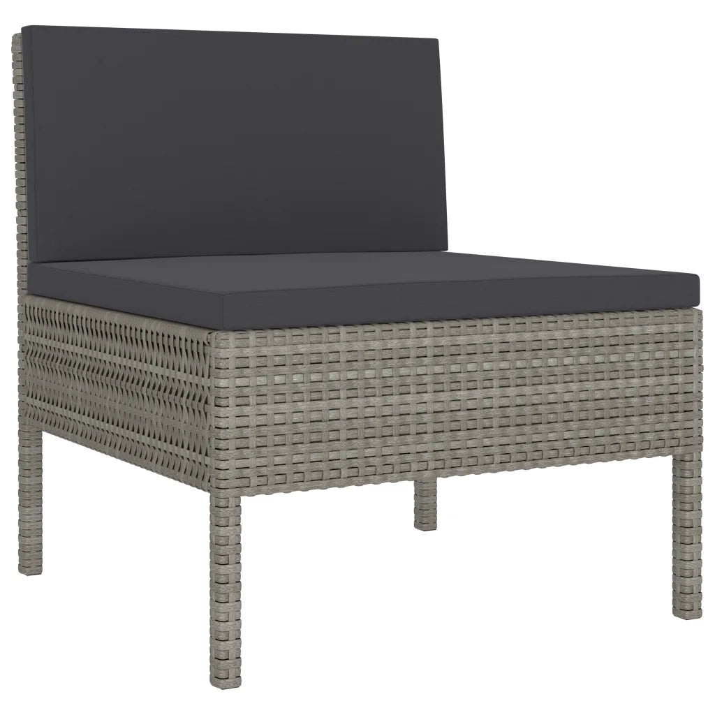 Set Divani da Giardino 3 pz con Cuscini in Polyrattan Grigio 310188