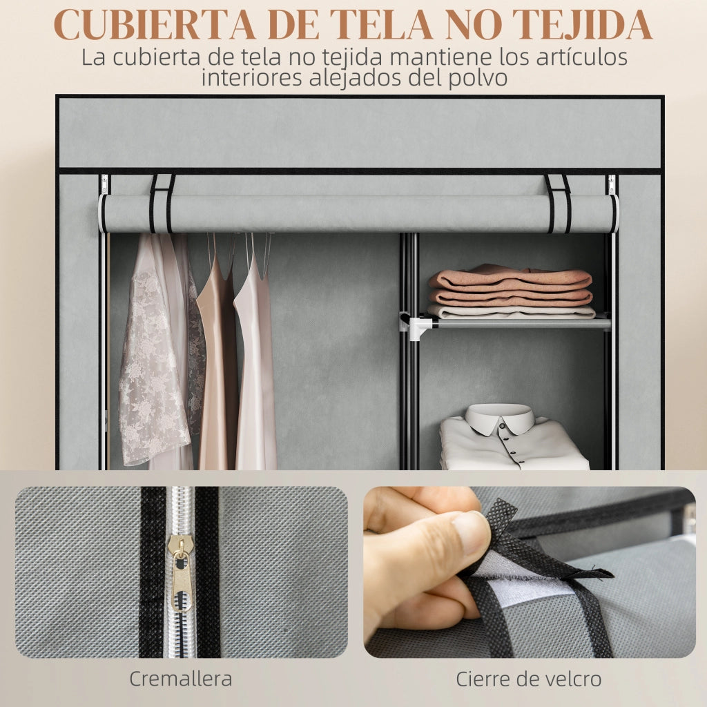 Armadio Portatile Pieghevole con Ripiani e Appendiabiti ¨C Minimal ¨C 103x43x162,5 Grigio