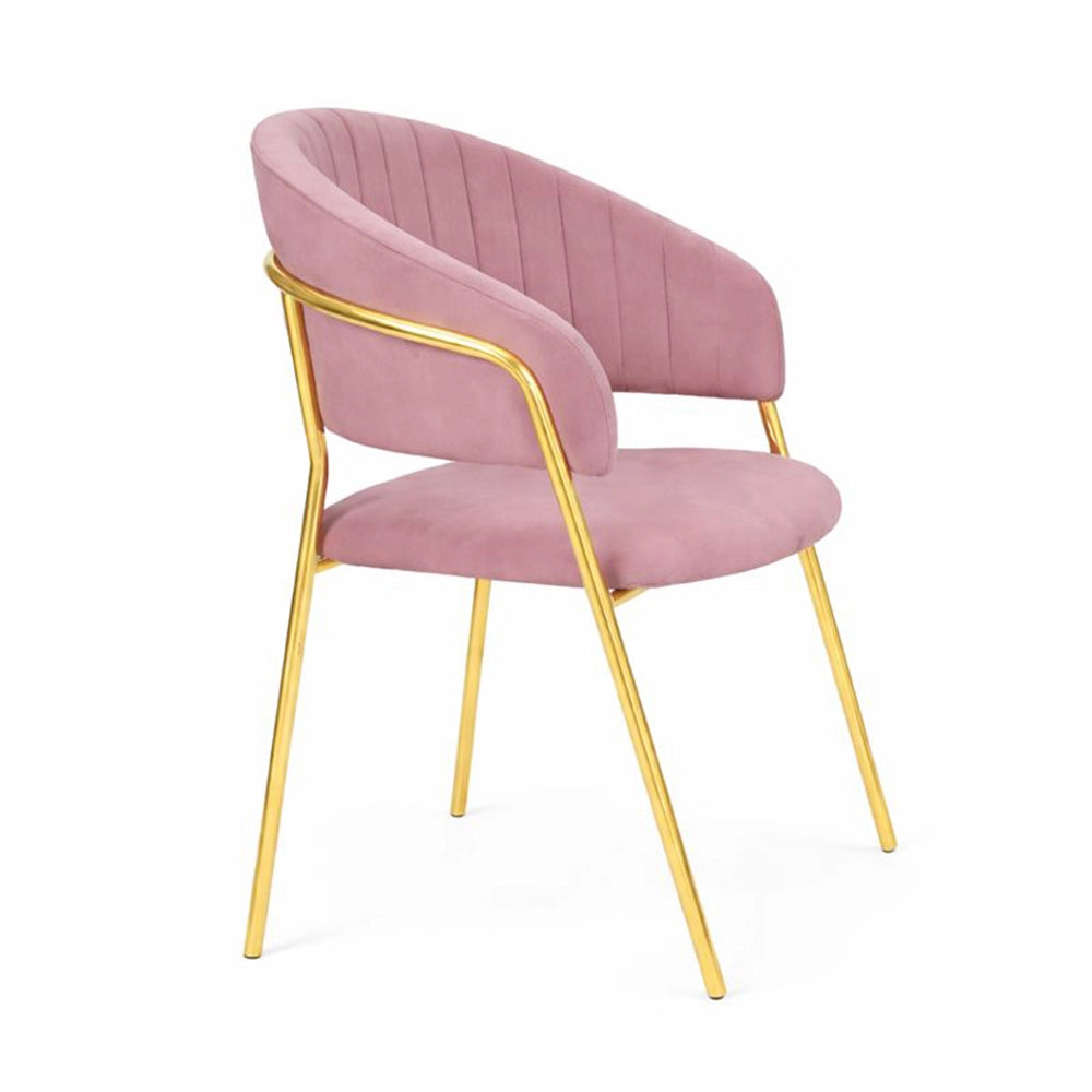 Sedie da sala da pranzo set da 4 Aurelia con schienale in velluto rosa