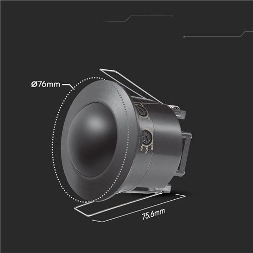 Sensore PIR da soffitto incasso nero 360° 6m V-TAC