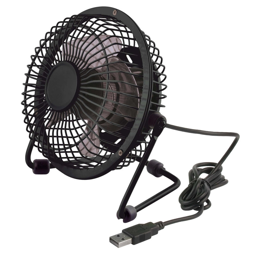 Trade Shop - Mini Ventilatore A Pale Fan Usb In Metallo Con Interruttore Per Pc Notebook Nero -