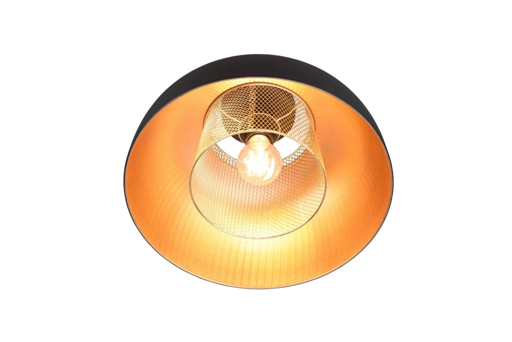 Plafoniera moderna RL Punch in metallo nero/oro 35cm E27