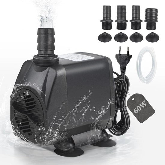 Pompa per acquario 3500 l/h - Dompelpomp silenziosa ultra con cavo 2m e 4 diffusori per acquari