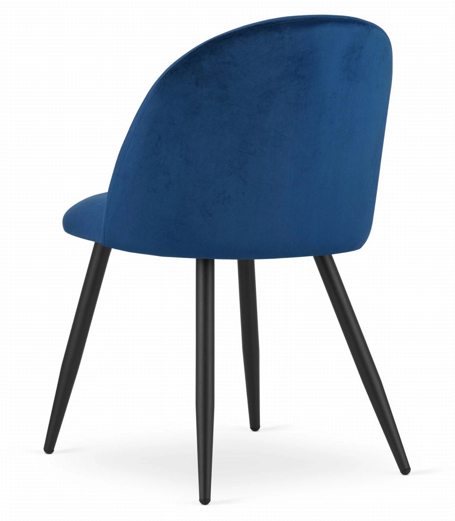 Sedia Valora Bello in velluto blu navy con gambe nere