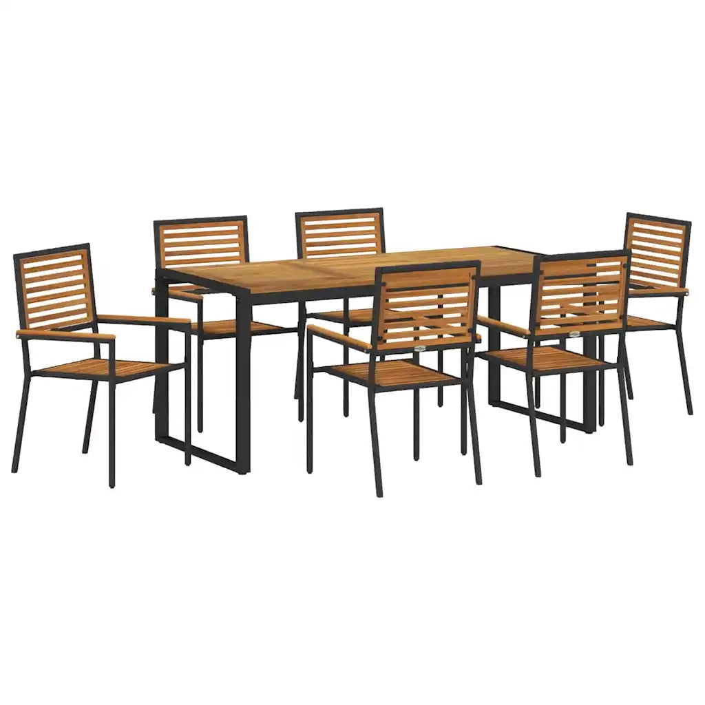 Set da Pranzo per Giardino 7 pcs Nero e Marrone polyrattan 3365481
