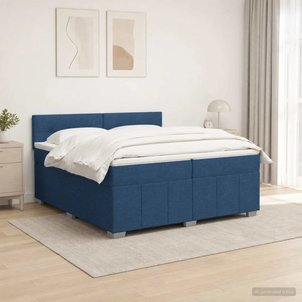Letto box spring con materasso Blu 200 x 200 cm Tessuto 3452760
