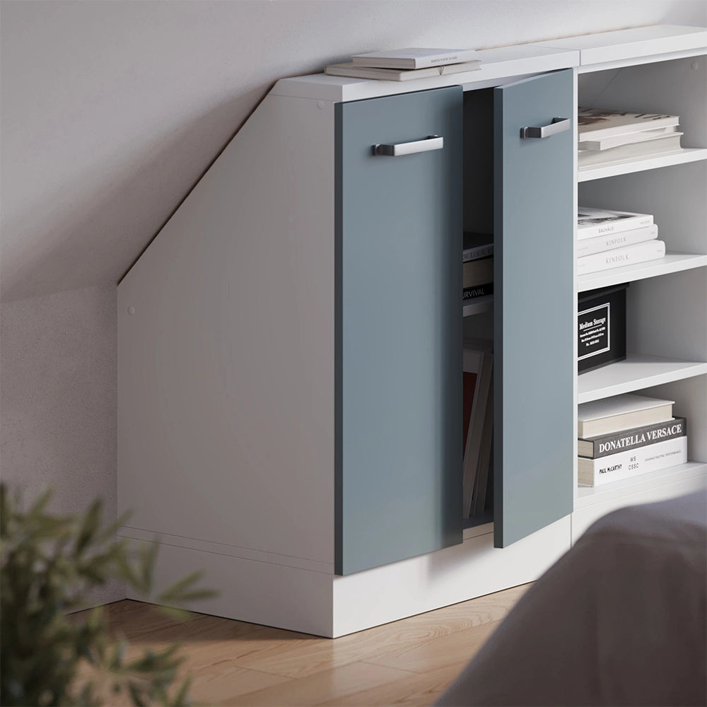 Mobile sottotetto Rion Grigio-blu/Bianco con 2 porte Vicco