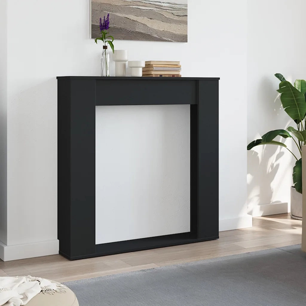 Cornice per Camino Nera 100x20x100 cm in Truciolato 854572