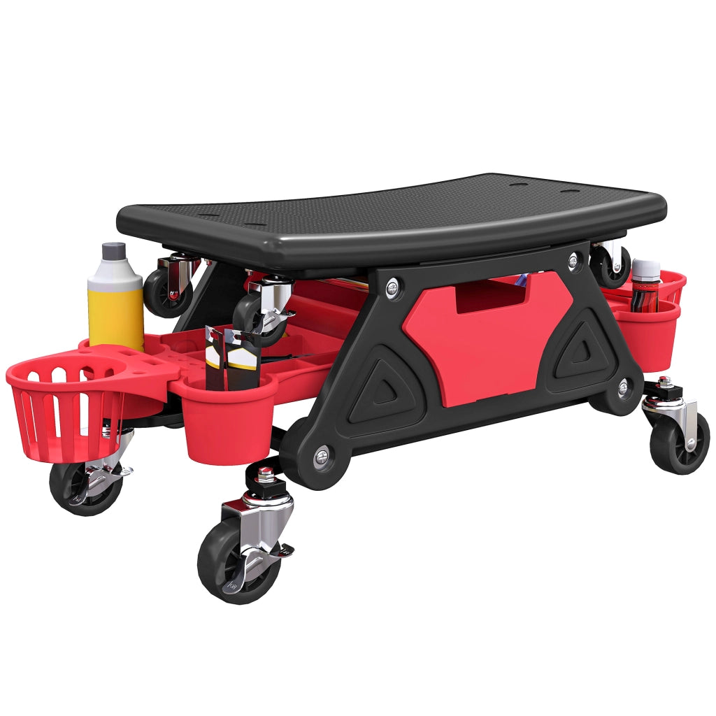 Sgabello da lavoro mobile con rotelle ¨C zephmum ¨C 86x33x33cm, rosso