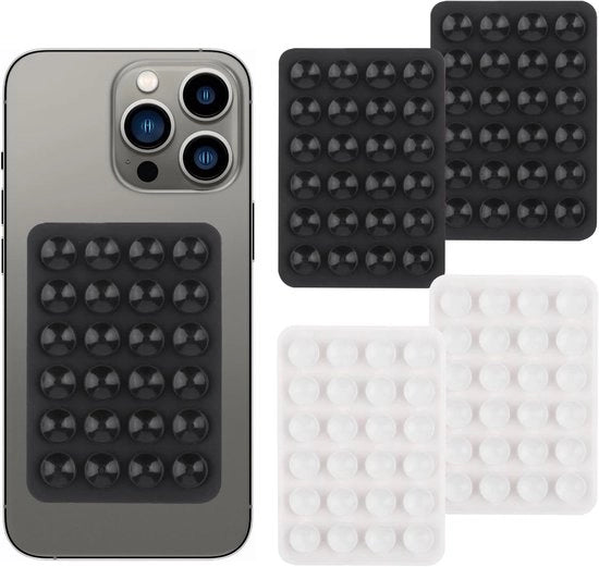 Supporto per telefono cellulare per 4 pezzi, silicone, supporto per telefono auto, supporto per powerbank, nero/bianco
