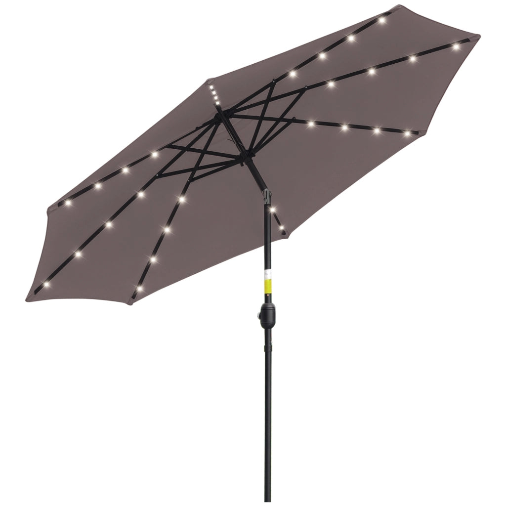 Sombrilla da giardino con luci LED solari ¨C zephmum ¨C grigio, acciaio, ?265 cm