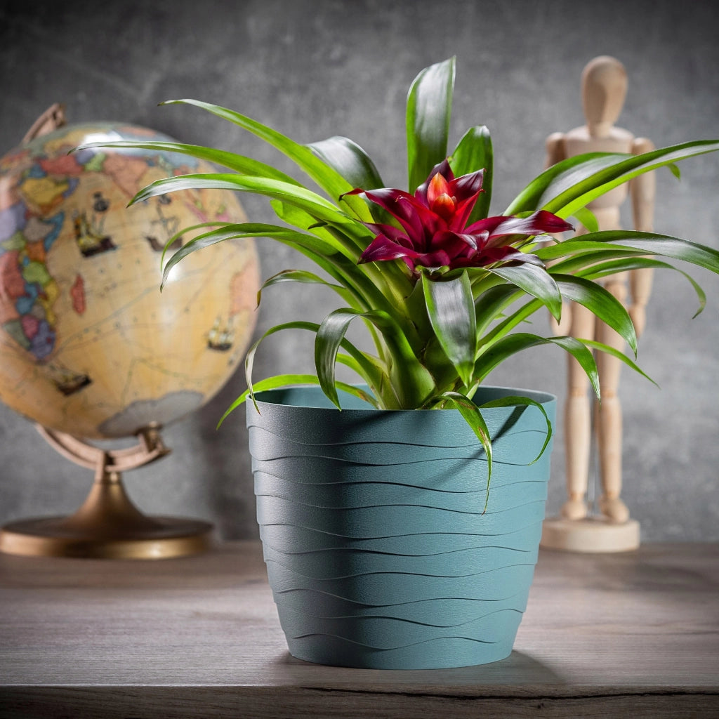 Vaso da fiori KADAX, coprivaso rotondo verde da 19 cm in plastica