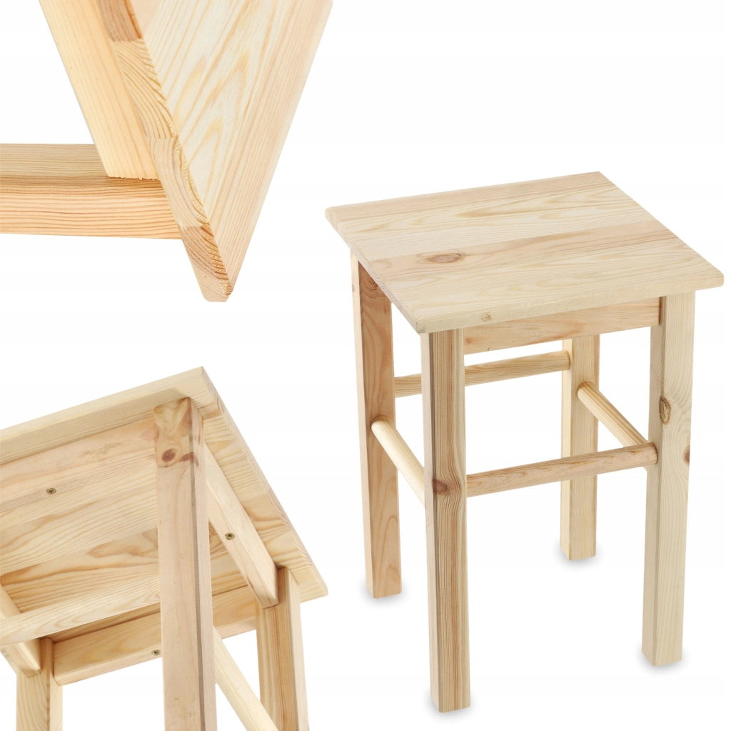Sgabello da cucina in legno KADAX, 43,5 cm, in pino massello.