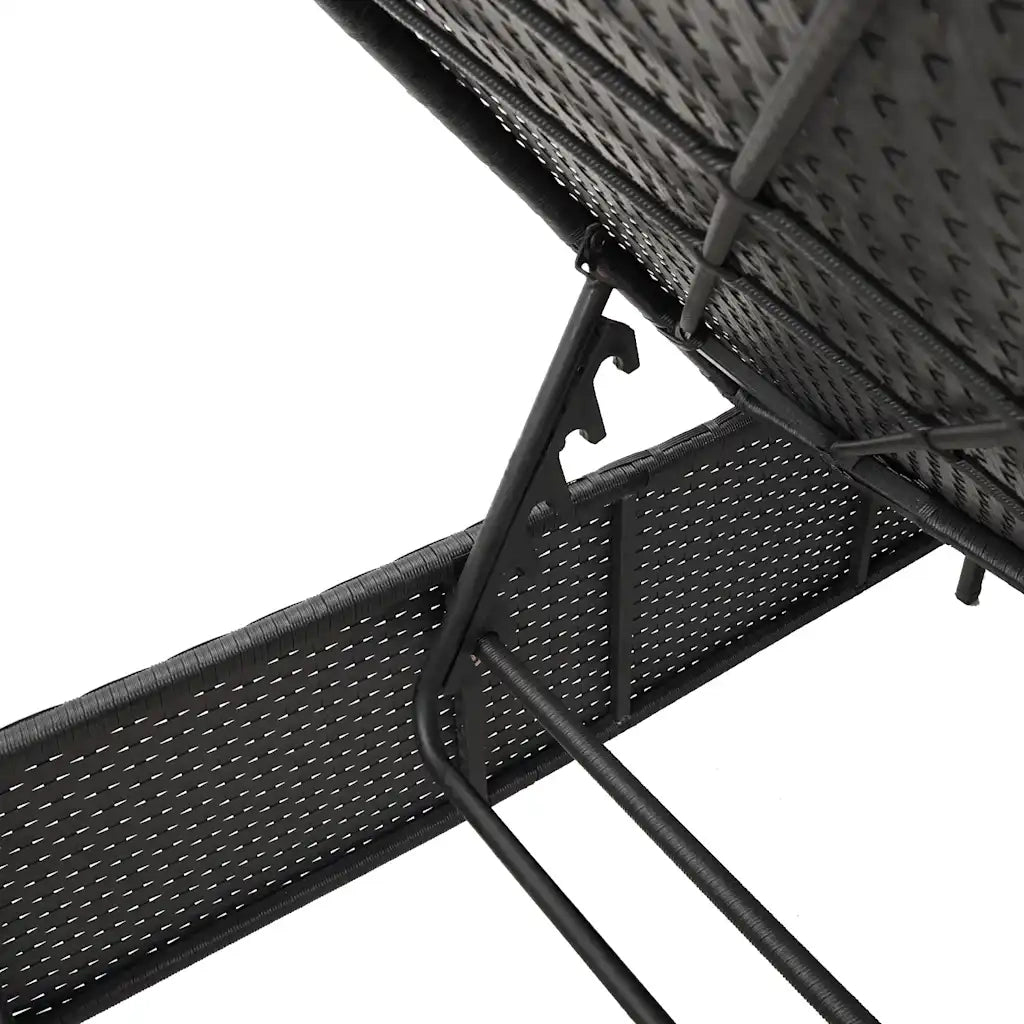 Lettino prendisole con Tavolino e Cuscino in Polyrattan Nero 4002736