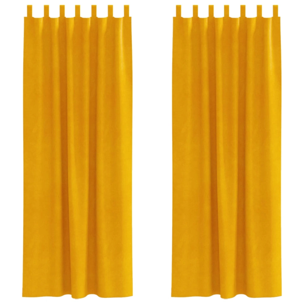 Tende Oscuranti | Tende Blackout 2 pz Giallo senape 140 x 245 cm Velluto