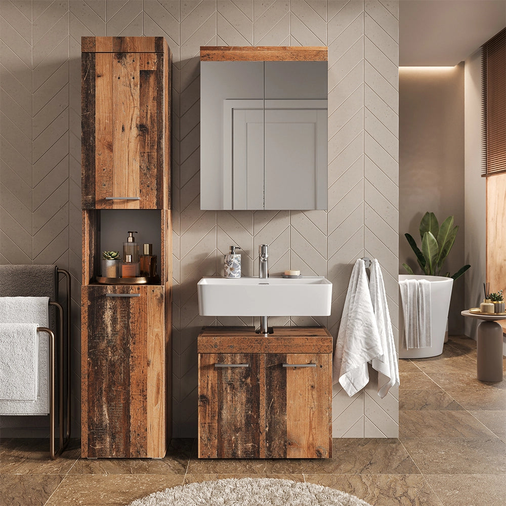 Vicco Set di mobili da bagno Oldstyle 3 parti, con colonna