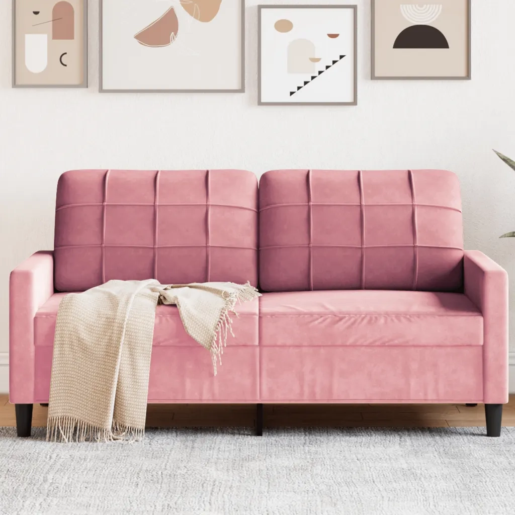 Divano a 2 Posti Rosa 140 cm in Velluto 4007627