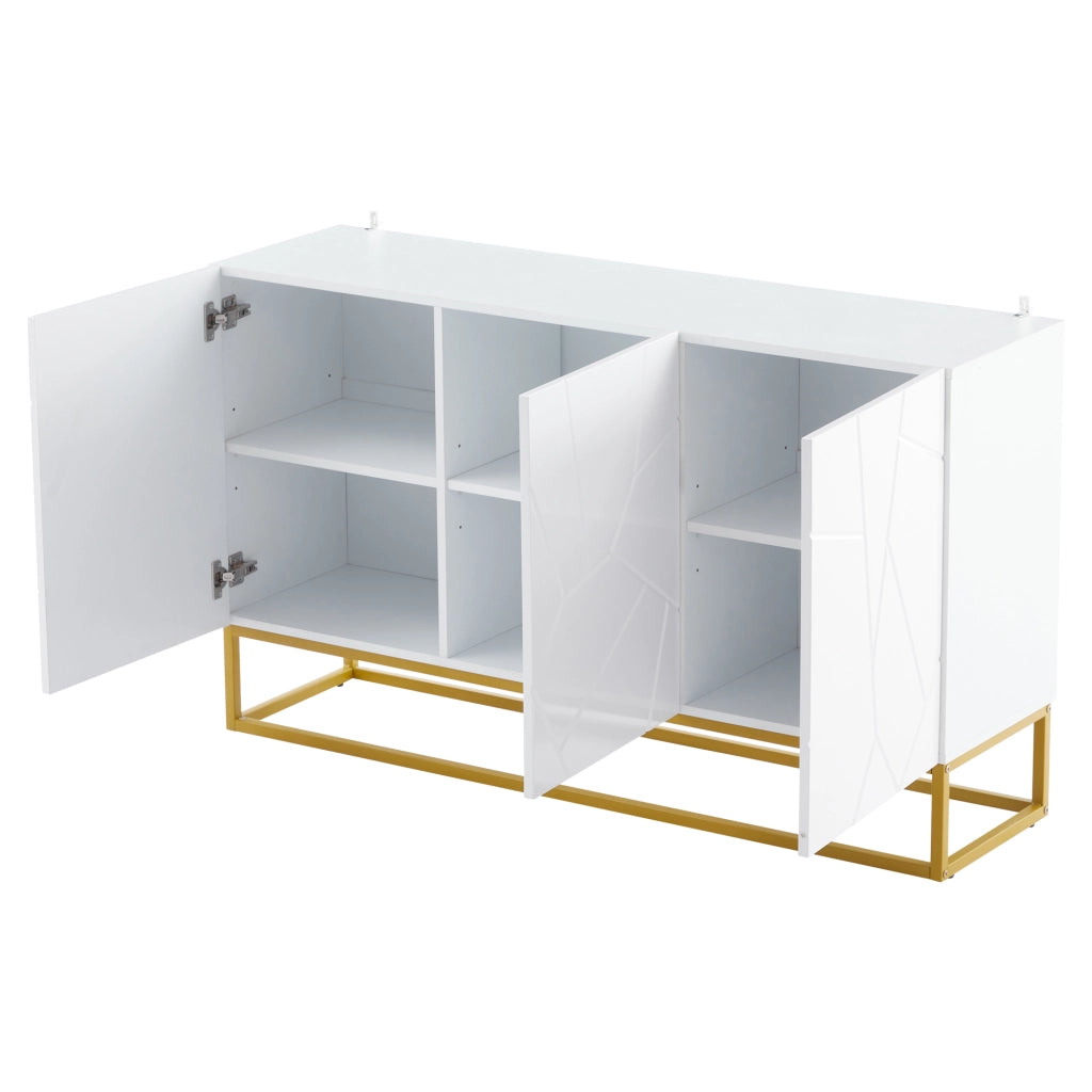 Credenza lucida moderna - Zephmum- 130 cm, 4 scomparti