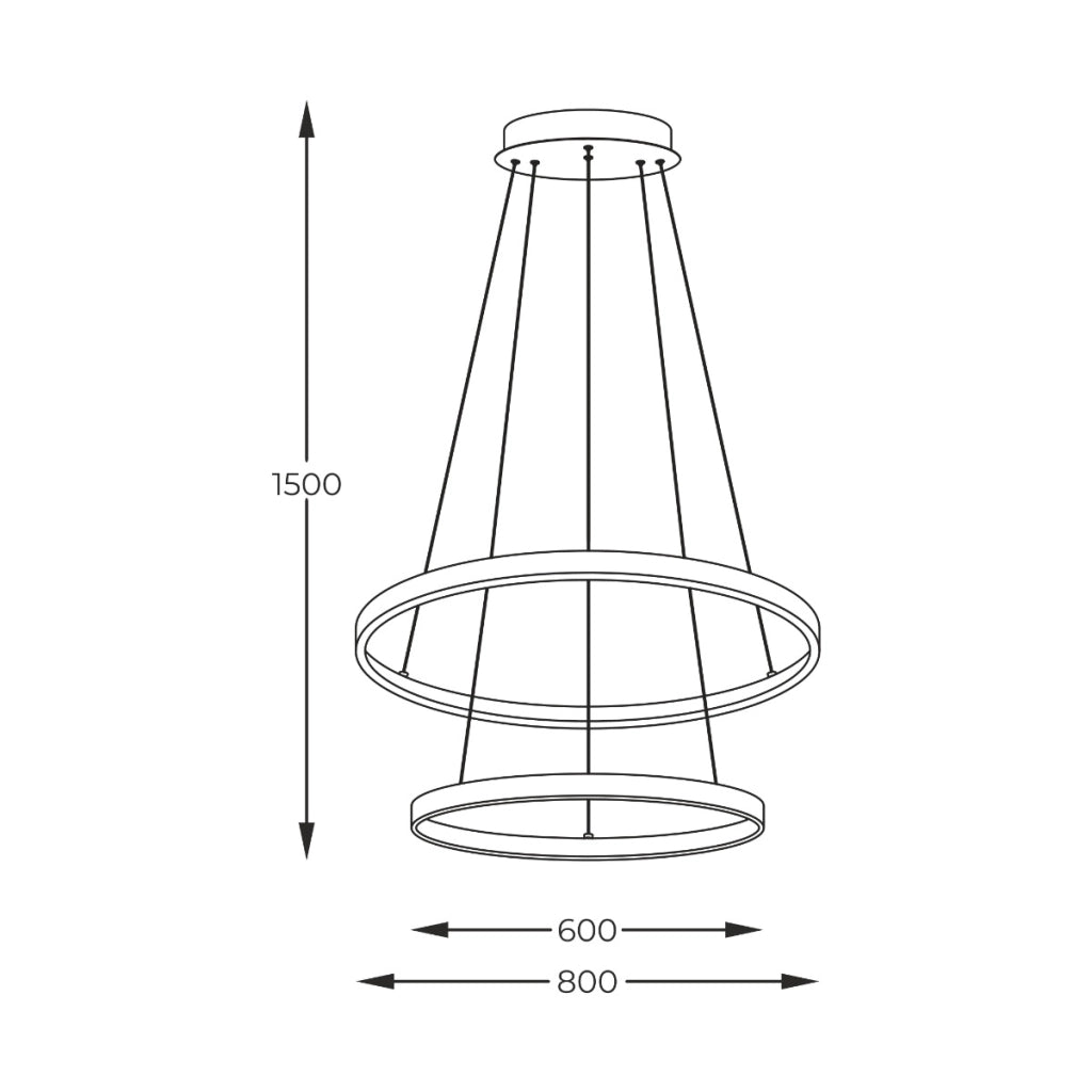 Lampada a sospensione Breno LED 60W 2 anelli oro Ø80