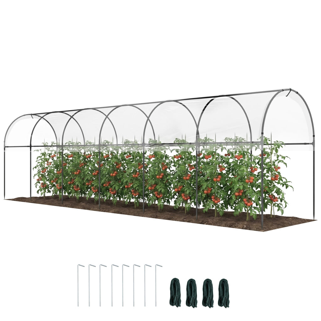 Serra da giardino per pomodori 7 archi in acciaio copertura in plastica ¨C Minimal ¨C verde 6x1.23x1.71 m