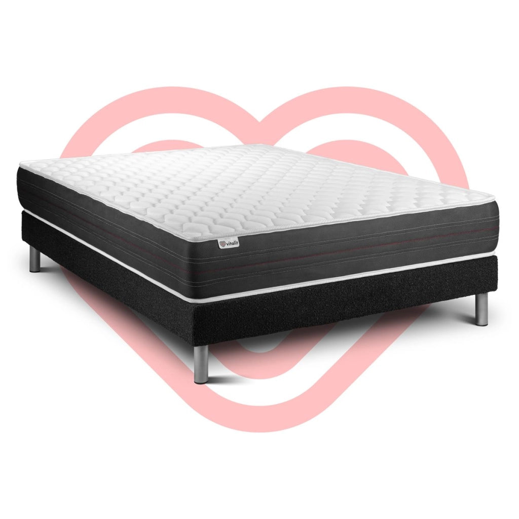 Letto con materasso VITAL SPRING 135 x 200 cm Rete Kit Nero
