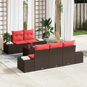 Set Divano da Giardino con cuscino 6 pcs Marrone polyrattan 3346944
