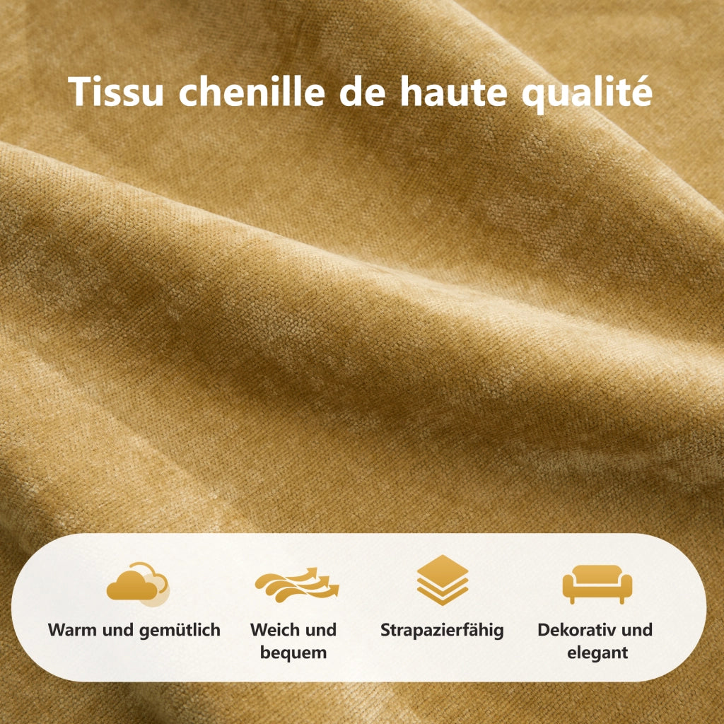 Divano modulare con cuscini a molle - Zephmum- Design ergonomico, struttura modulare, non assemblabile, giallo