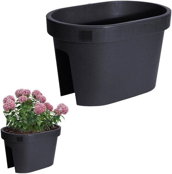 Piantagione per balcone piantagione per piante vaso per parapetti appeso nero 395 x 265 x 24 cm