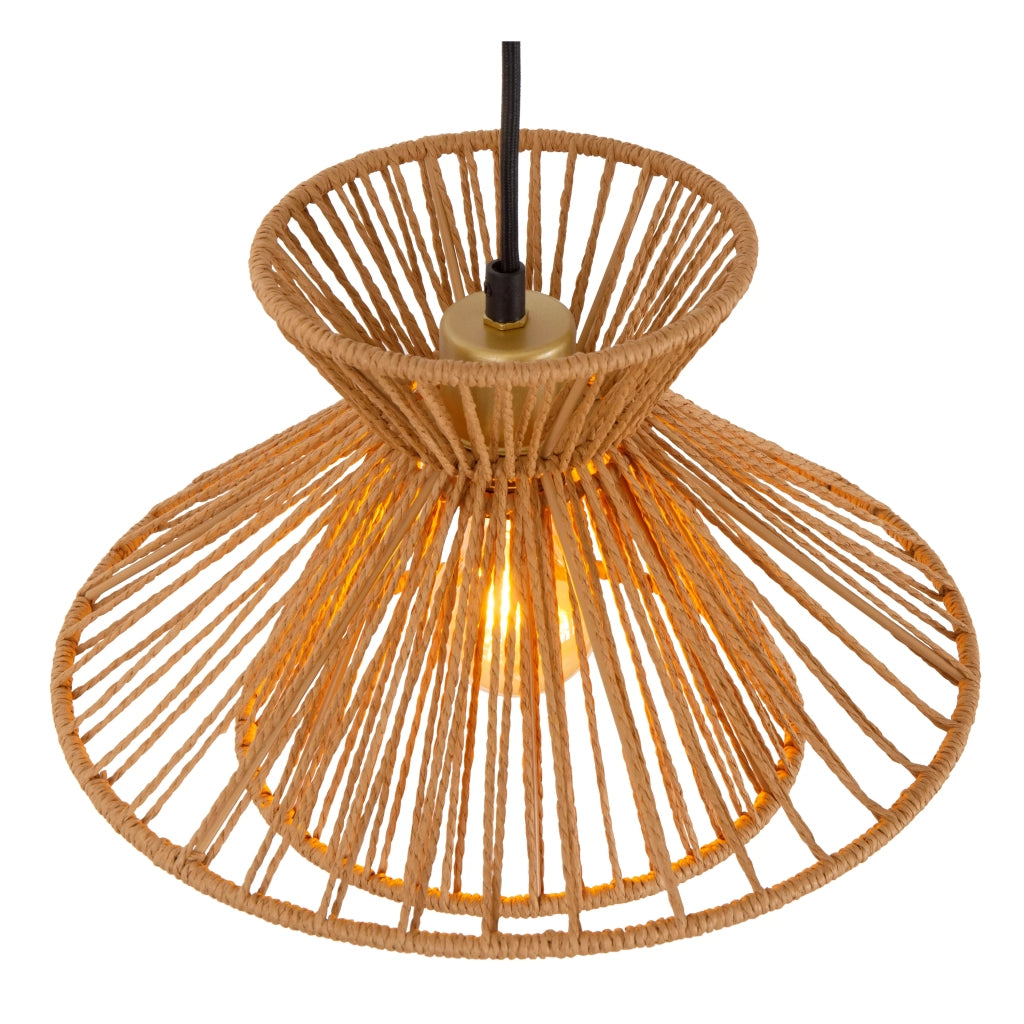 Lampada a sospensione boho TASMAN legno chiaro E27 60W Lucide