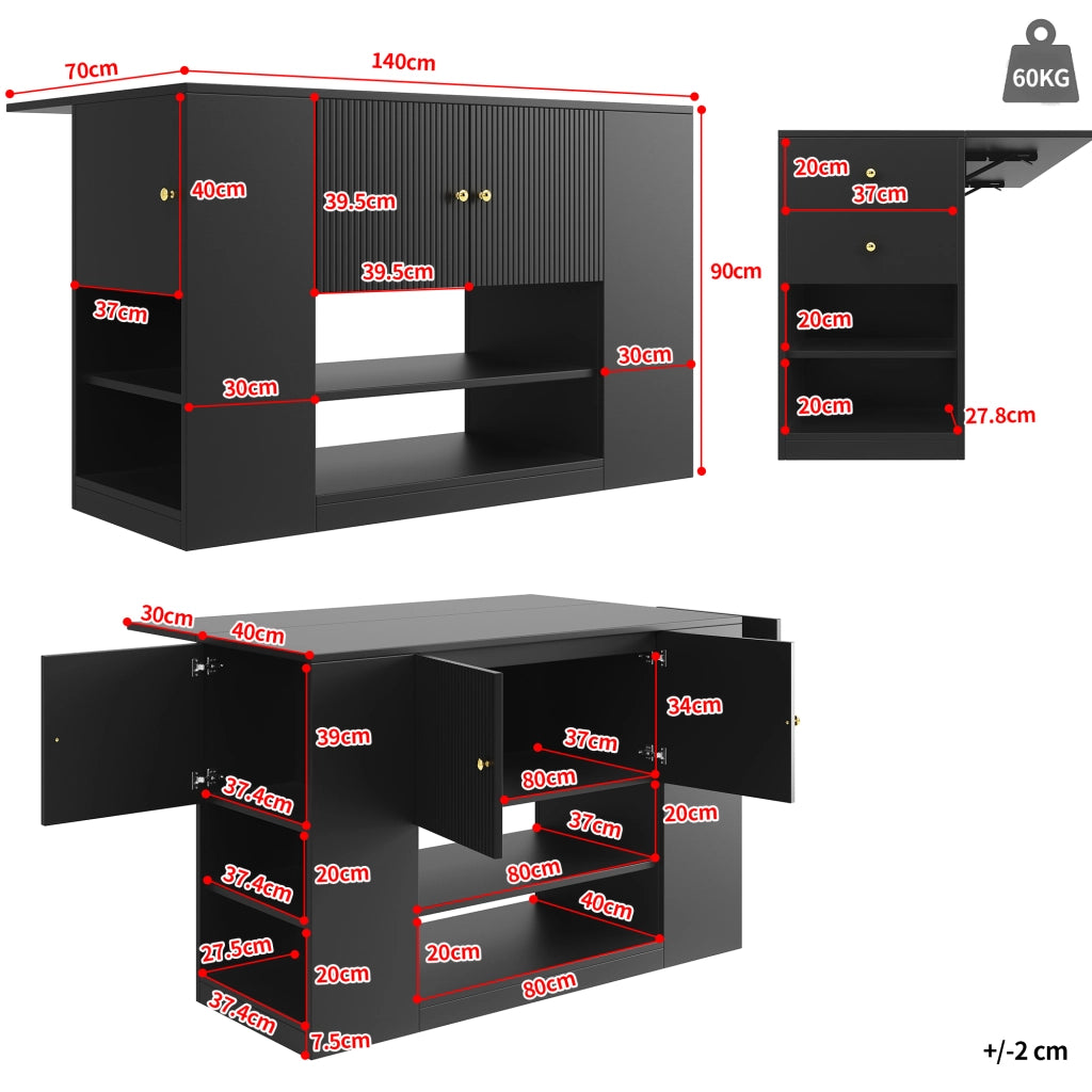 Credenza da Cucina con Cassetti e Ripiani ¨C MINIMAL ¨C Nero