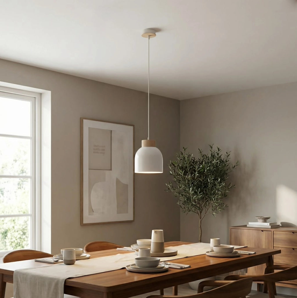 Lampada sospesa VIGO bianca legno 1xE27 Emibig