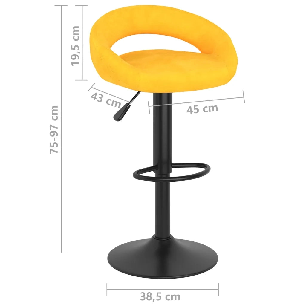 Sgabelli da Bar 2 pz Giallo Senape in Velluto 333276