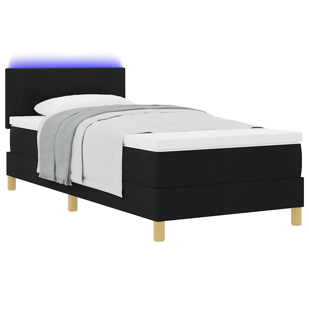 Letto a Sorgente LED con strisce LED Nero 90 x 190 cm Tessuto 3342403