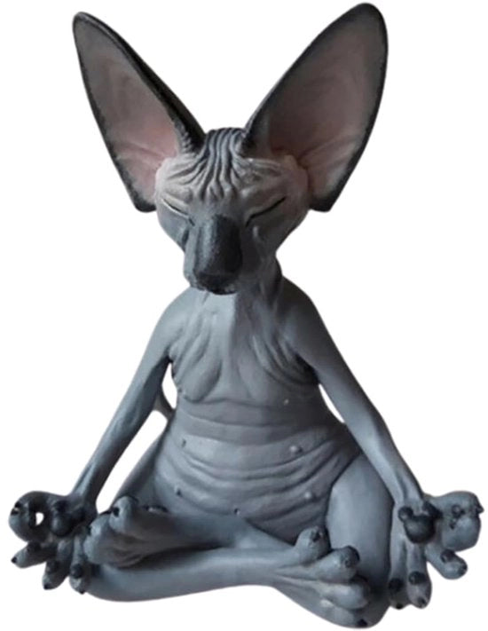 Kat meditante, oggetto da collezione, immagine di meditazione, gatto Sfinge, oggetto da collezione, posizione di yoga Zen, gatto Boeddha, decorazione per ufficio casalingo, scultura yoga (nero)