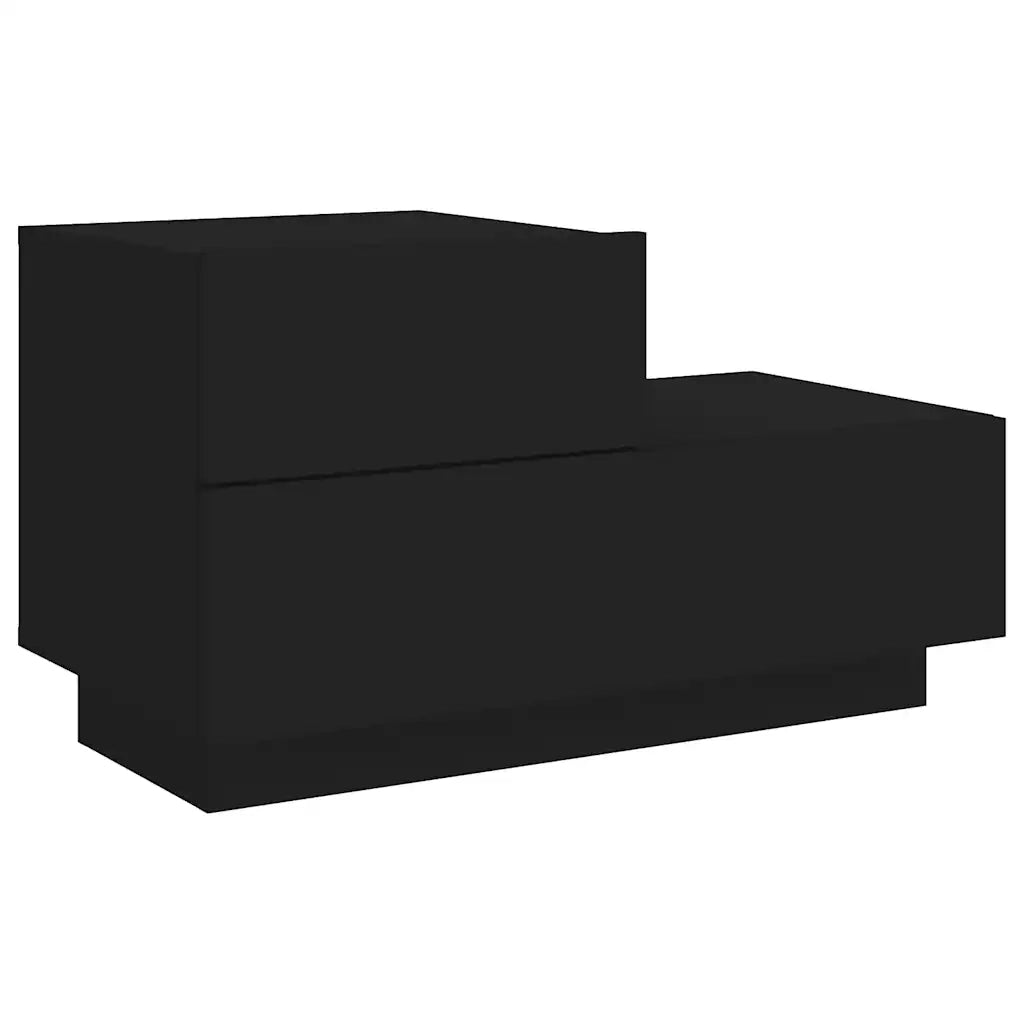 Comodino | Armadio da Notte | Mobiletto da notte con Luci LED Nero 70x36x40,5 cm