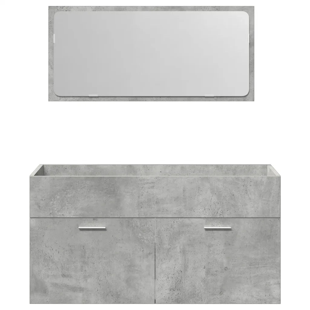 Mobile da Bagno con Specchio Grigio Cemento Legno Multistrato 856380