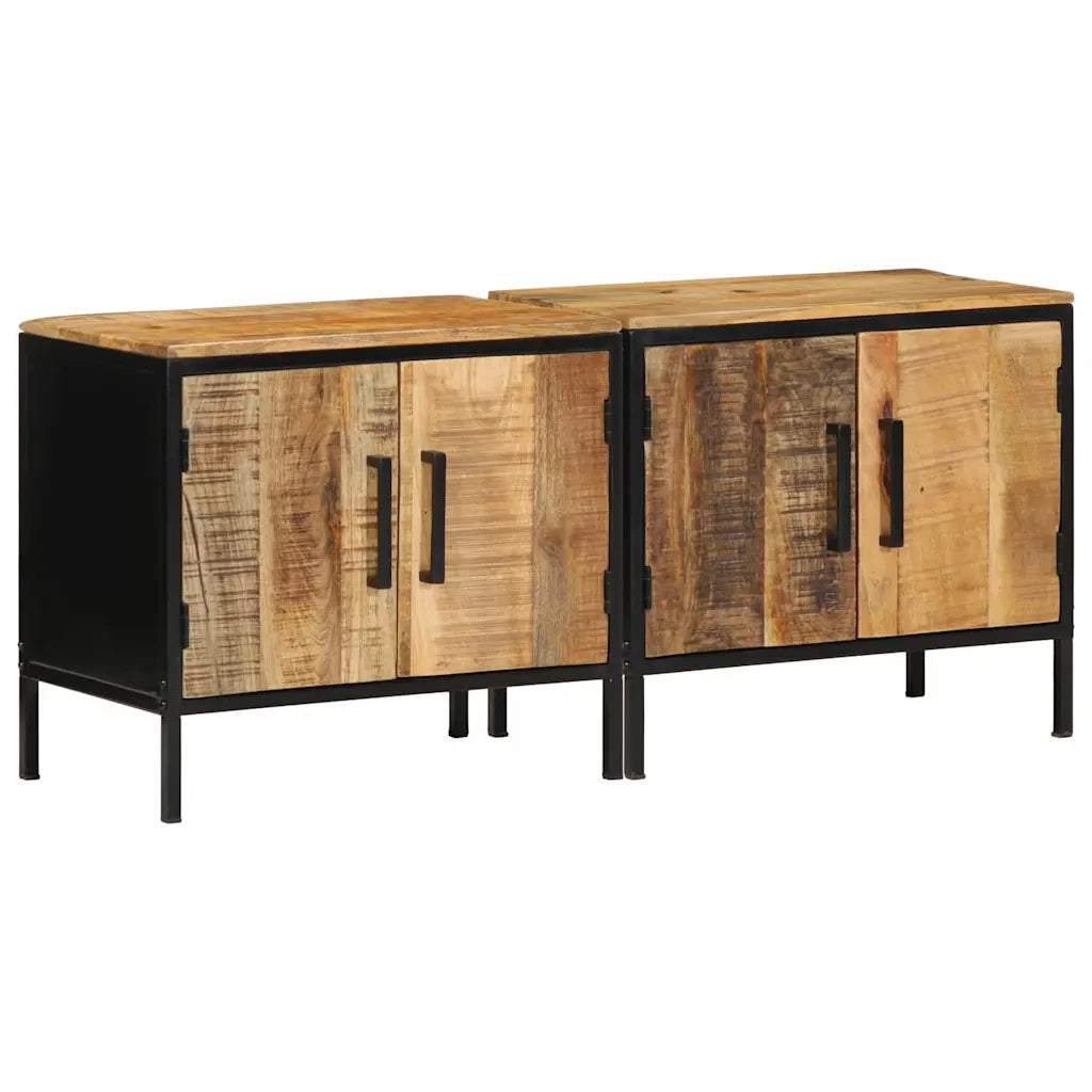 Set di 2 Comodini | Armadio da Notte | Mobiletto da notte Marrone e Nero 50 x 30 x 45 cm