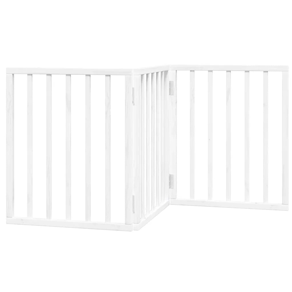 Cancello per Cani Pieghevole 3 Pannelli Bianco 150 cm Pioppo 352180