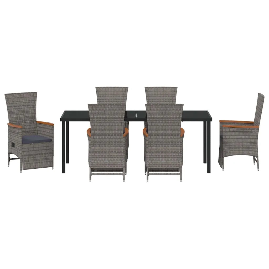 Set da Pranzo per Giardino con cuscino 7 pcs Grigio polyrattan 3379455
