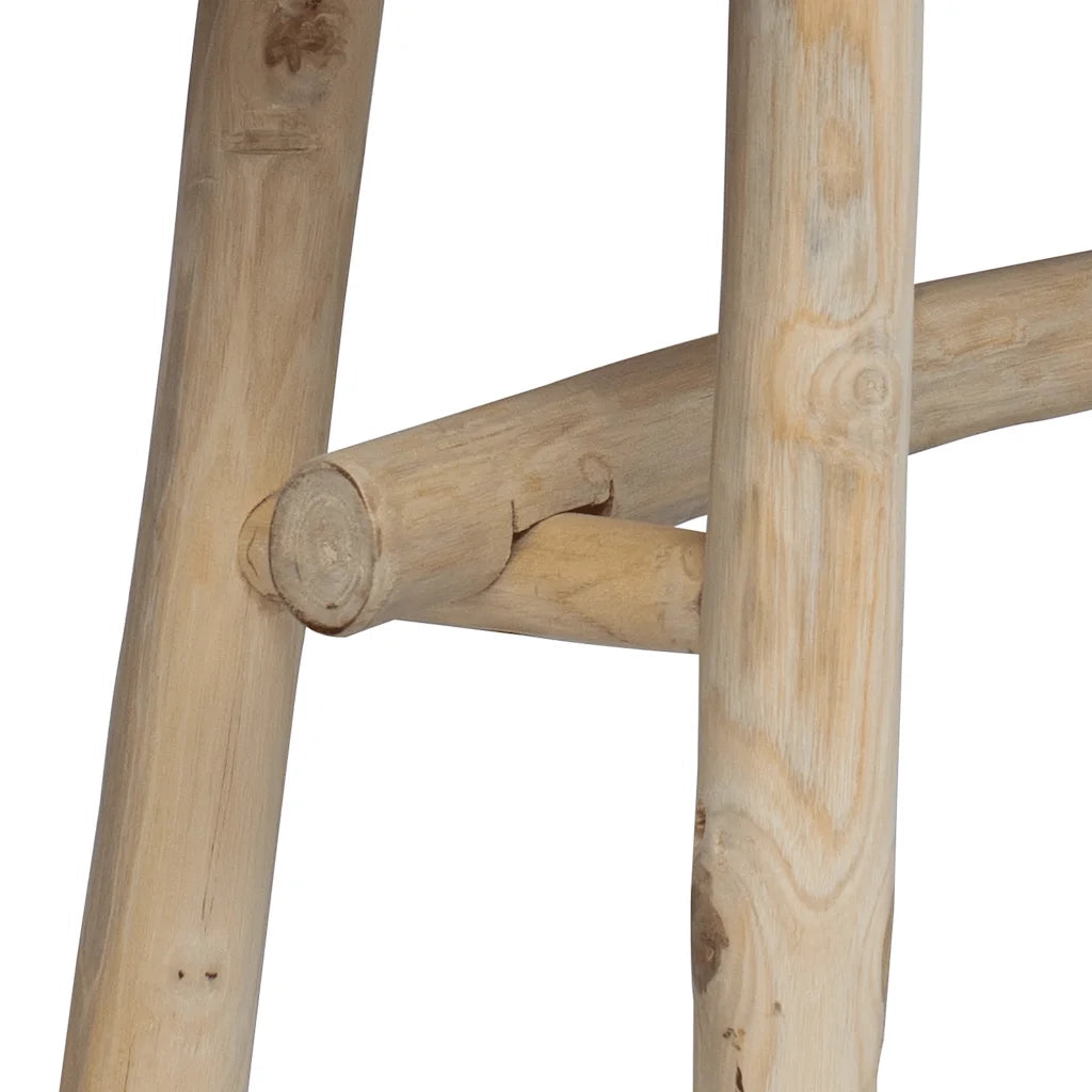 Panca-Sgabello in Pelle di Capra e Teak